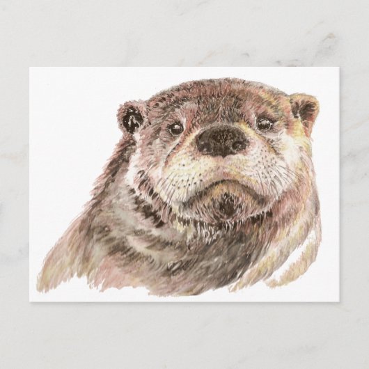 Funny Little Otter, Cute Animal Natuur Briefkaart (Voorkant)