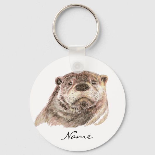 Funny Little Otter, Cute Animal Natuur Sleutelhanger (Voorkant)