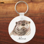 Funny Little Otter, Cute Animal Natuur Sleutelhanger (Voorkant)
