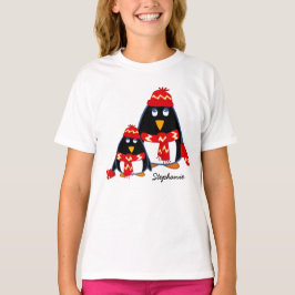 Funny Little Penguins Custom kerstt-Shirts T-shirt