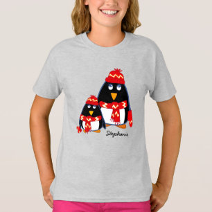 Funny Little Penguins Custom kerstt-Shirts T-shirt