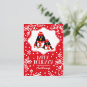 Funny Little Penguins | Eigen naam kerstmis Feestdagenkaart (Staand voorkant)