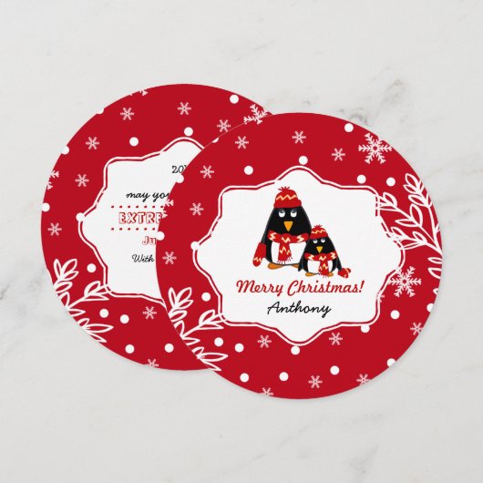Funny Little Penguins Kaarten voor aangepaste kers (Voorkant / Achterkant)