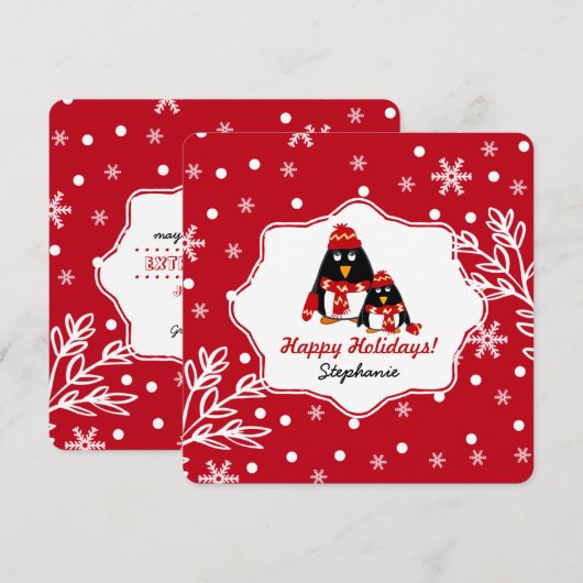 Funny Little Penguins Kaarten voor aangepaste kers (Voorkant / Achterkant)