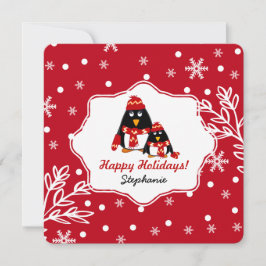 Funny Little Penguins Kaarten voor aangepaste kers