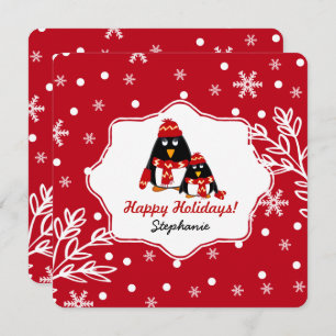 Funny Little Penguins Kaarten voor aangepaste kers