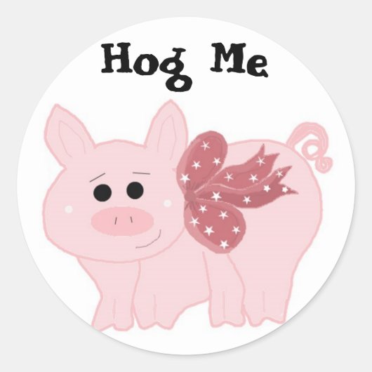 Funny Little Piggy Hog me Ronde Sticker (Voorkant)