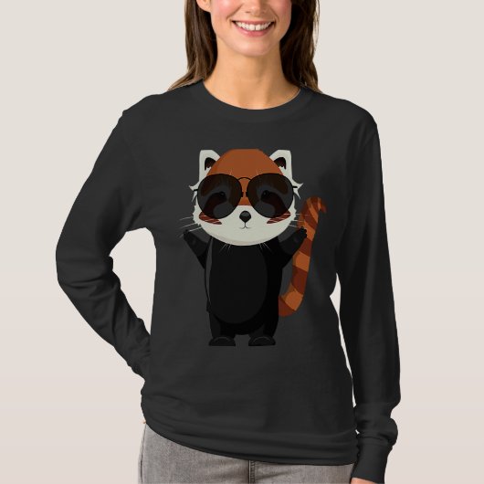 Funny little red panda bear with sunglasses t-shirt (Voorkant)
