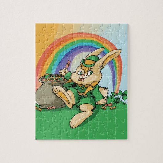 Funny Little Saint Patrick Rabbit Legpuzzel (Verticaal)