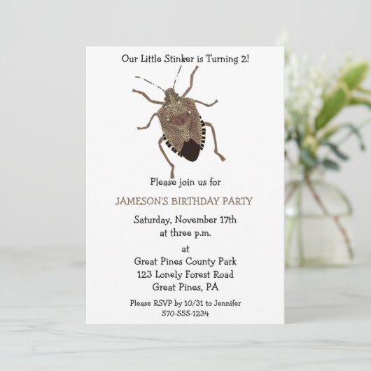 Funny Little Stinker Brown Stink Bug Birthday Kaart (Staand voorkant)