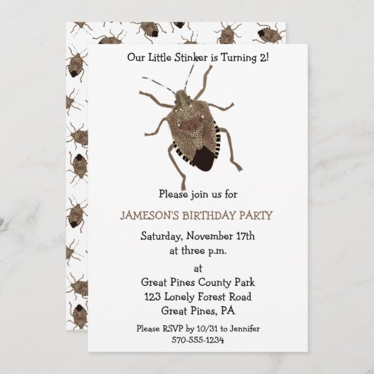 Funny Little Stinker Brown Stink Bug Birthday Kaart (Voorkant / Achterkant)