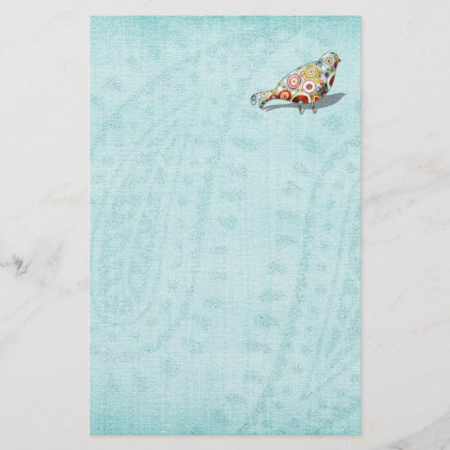 Funny Little Whimsical Bird Cute Blue (Voorkant)
