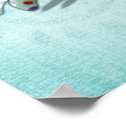 Funny Little Whimsical Bird op Paisley Poster (Hoek)