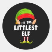 Funny Littlest Elf Matching Family Group Pj Christ Ronde Sticker (Voorkant)
