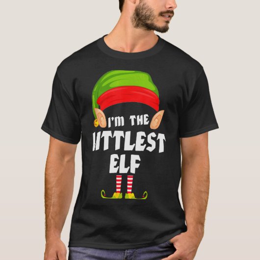 Funny Littlest Elf Matching Family Group Pj Christ T-shirt (Voorkant)