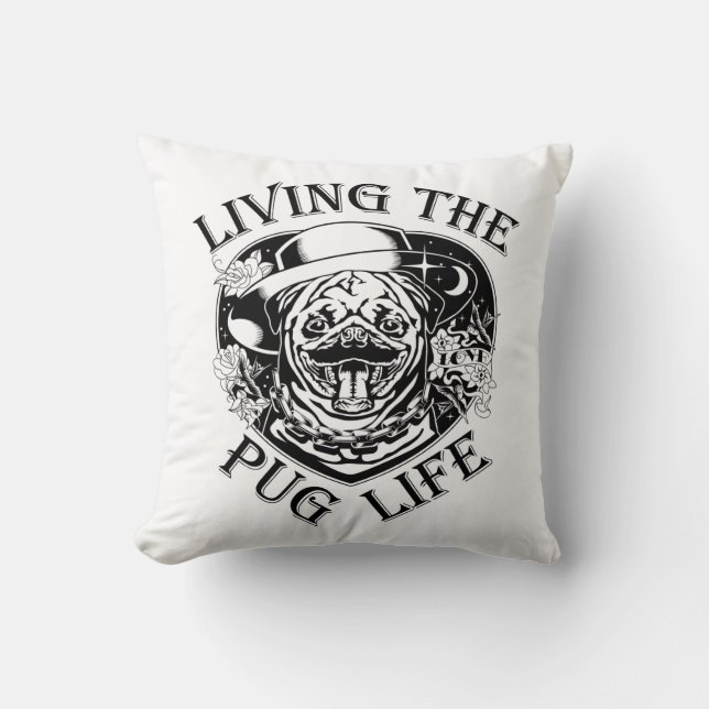 Funny Living the Pug Life  Kussen (Voorkant)