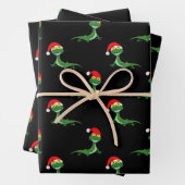 Funny Lizard Big Smile Face Merry Kerstmis Inpakpapier Vel (In situ)
