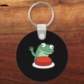 Funny Lizard Button Meme Sleutelhanger (Voorkant)