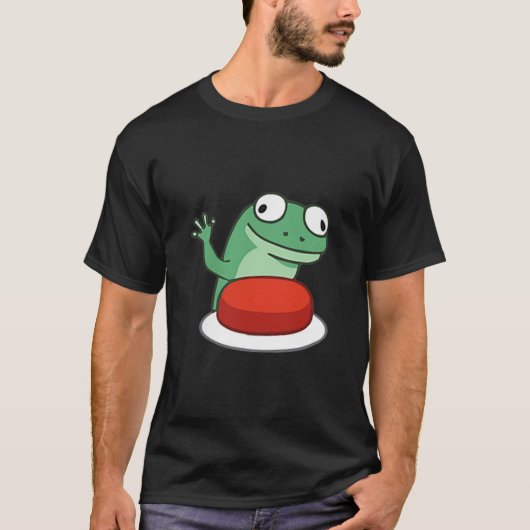 Funny Lizard Button Meme T-shirt (Voorkant)