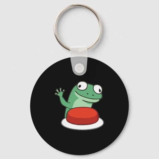 Funny Lizard Button Meme T-shirt.png Sleutelhanger (Voorkant)