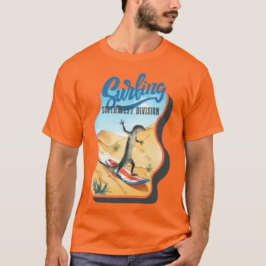 Funny lizard surfing summer southwestern desert t-shirt (Voorkant)