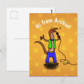 Funny lizard zingend cartoon paars groen briefkaar briefkaart (Voorkant / Achterkant)