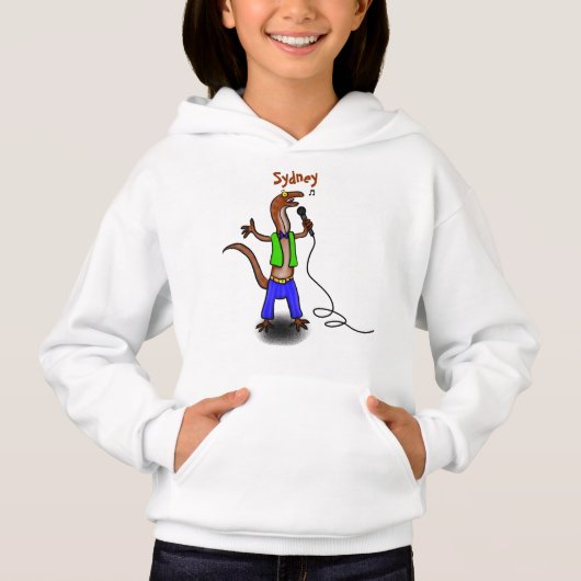 Funny lizard zingt met cartoon van de microfoon (Voorkant)