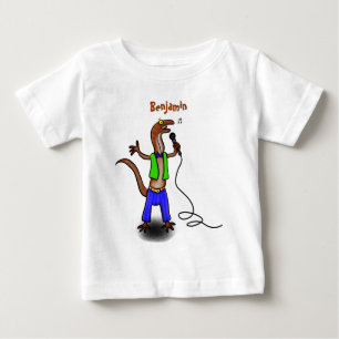 Funny lizard zingt met cartoon van de microfoon