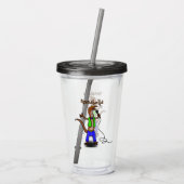 Funny lizard zingt met cartoon van de microfoon acryl drinkbeker (Achterkant)