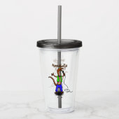 Funny lizard zingt met cartoon van de microfoon acryl drinkbeker (Voorkant)