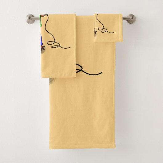 Funny lizard zingt met cartoon van de microfoon bad handdoek (Insitu)