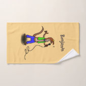 Funny lizard zingt met cartoon van de microfoon bad handdoek (Handdoek)