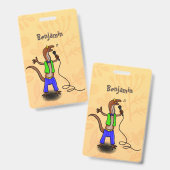 Funny lizard zingt met cartoon van de microfoon badge (Voor- en achterkant)