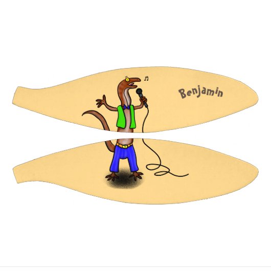 Funny lizard zingt met cartoon van de microfoon basketbal (Panelen)