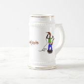 Funny lizard zingt met cartoon van de microfoon bierpul (Voorkant rechts)