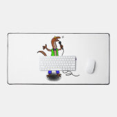 Funny lizard zingt met cartoon van de microfoon bureaumat (Keyboard & Muis)