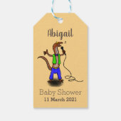 Funny lizard zingt met cartoon van de microfoon cadeaulabel (Achterkant)