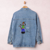Funny lizard zingt met cartoon van de microfoon denim jacket (Hangar)