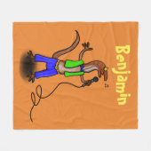 Funny lizard zingt met cartoon van de microfoon fleece deken (Voorkant (Horizontaal))