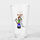 Funny lizard zingt met cartoon van de microfoon glas (Voorkant)