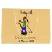 Funny lizard zingt met cartoon van de microfoon groot cadeauzakje (Achterkant)