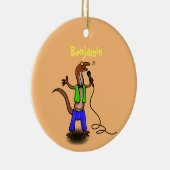 Funny lizard zingt met cartoon van de microfoon keramisch ornament (Rechts)