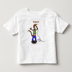 Funny lizard zingt met cartoon van de microfoon kinder shirts