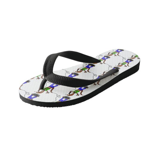 Funny lizard zingt met cartoon van de microfoon kinder teenslippers (Schuin)