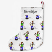 Funny lizard zingt met cartoon van de microfoon kleine kerstsok (Achterkant)