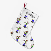 Funny lizard zingt met cartoon van de microfoon kleine kerstsok (Voorkant (Hangend))