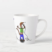 Funny lizard zingt met cartoon van de microfoon latte mok (Rechts)
