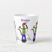 Funny lizard zingt met cartoon van de microfoon latte mok (Voorkant)
