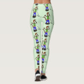 Funny lizard zingt met cartoon van de microfoon leggings (Achterkant)