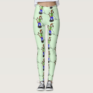 Funny lizard zingt met cartoon van de microfoon leggings